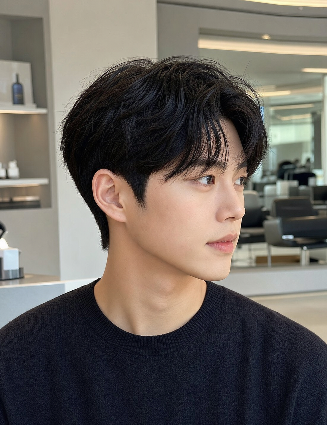 손질이 편하고 깔끔한 인상을 주는 이준영 헤어스타일