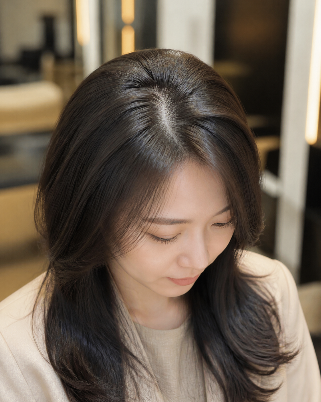 관리 후 정돈된 두피와 모발