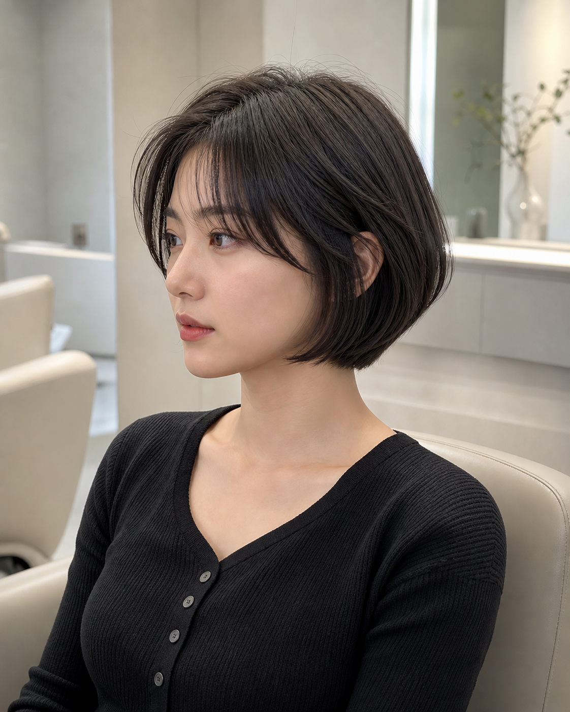 테슬컷과 애쉬브라운 염색 분위기를 담은 이미지