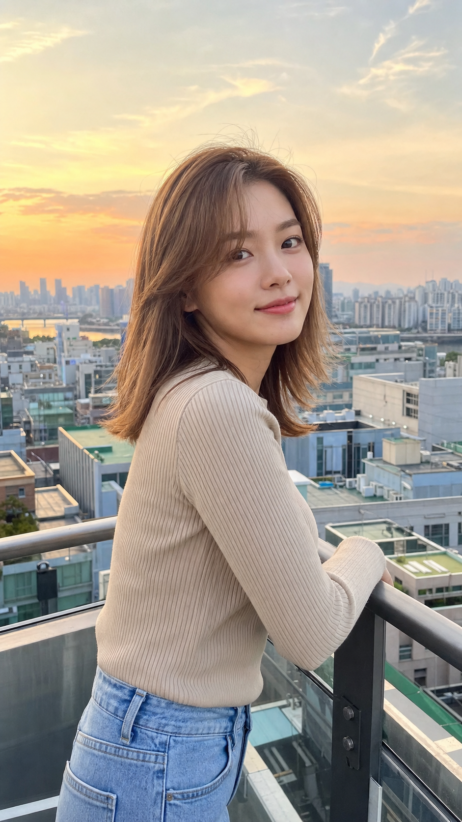 노을 아래에서 살아나는 우아한 헤어 라인