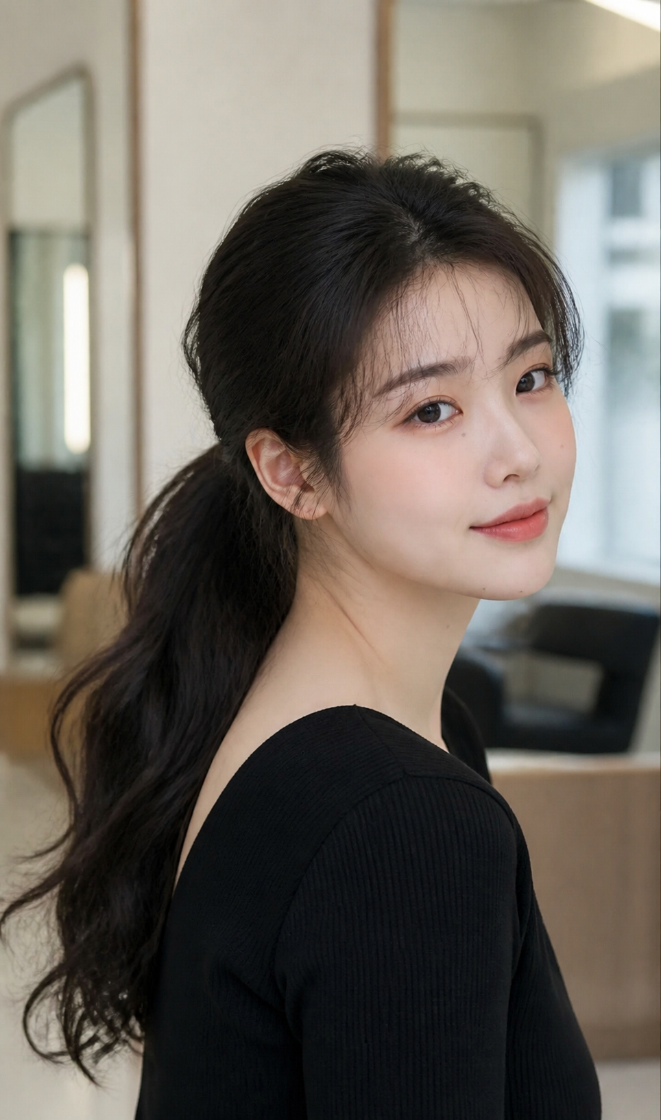 자연스럽게 얼굴선을 감싸는 잔머리펌 스타일