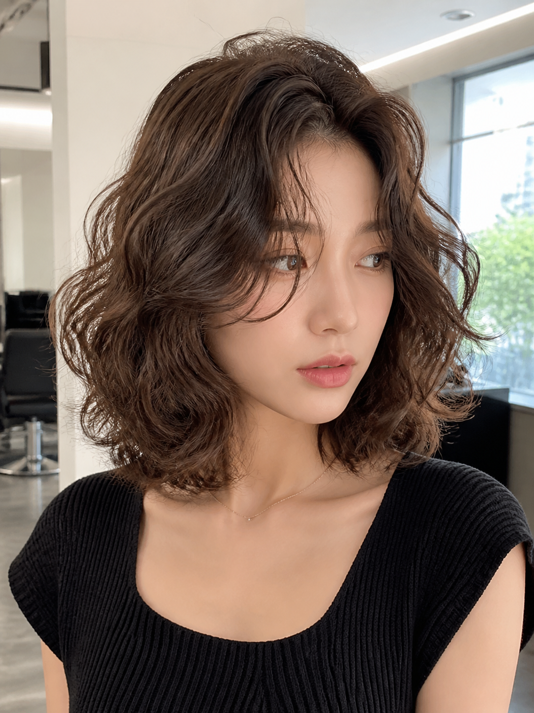 굵은 물결감이 살아 있는 단발히피펌