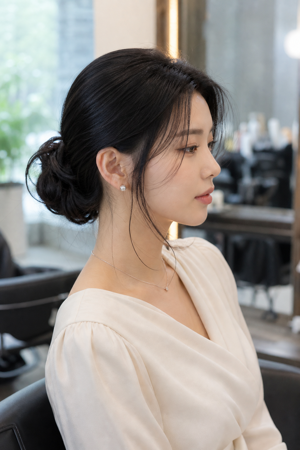 둥근 얼굴형에 차분함을 선사하는 내추럴 로우번