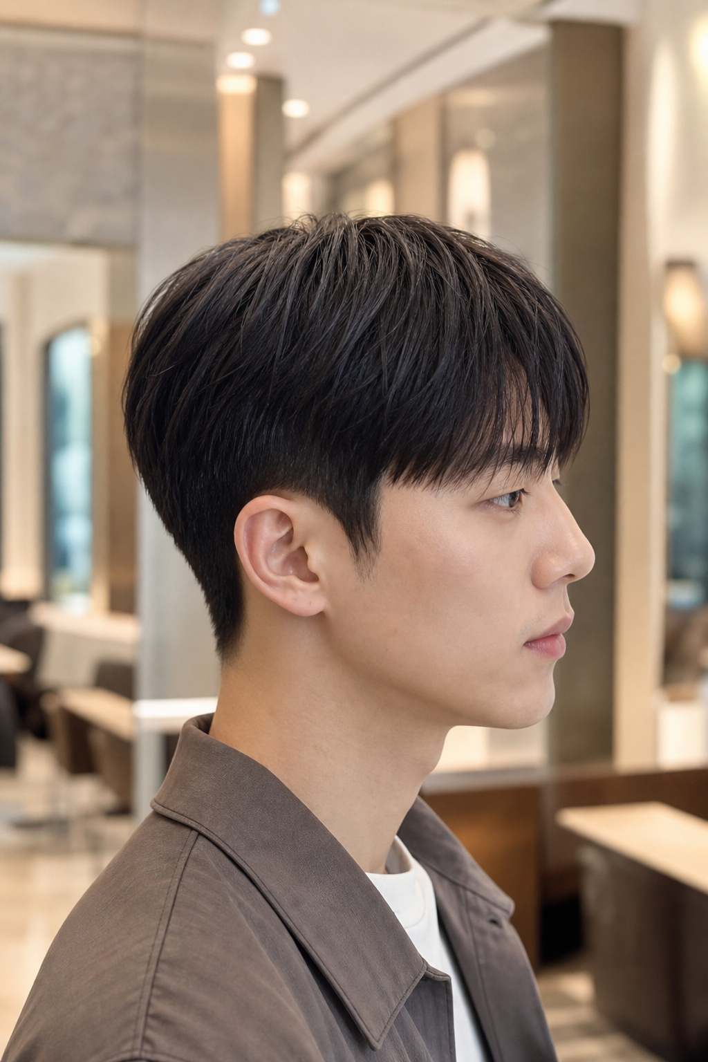 깔끔하고 슬림한 옆라인, 다운펌으로 완성