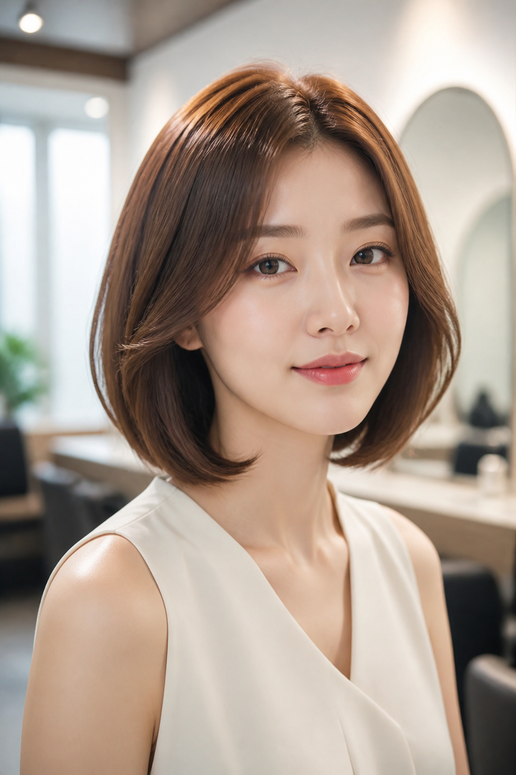 쇄골 라인의 레이어드 중단발