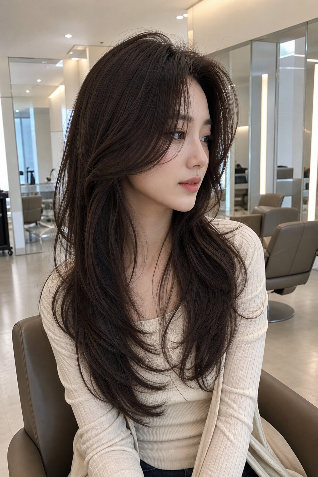 얼굴 라인을 자연스럽게 감싸는 레이어드컷