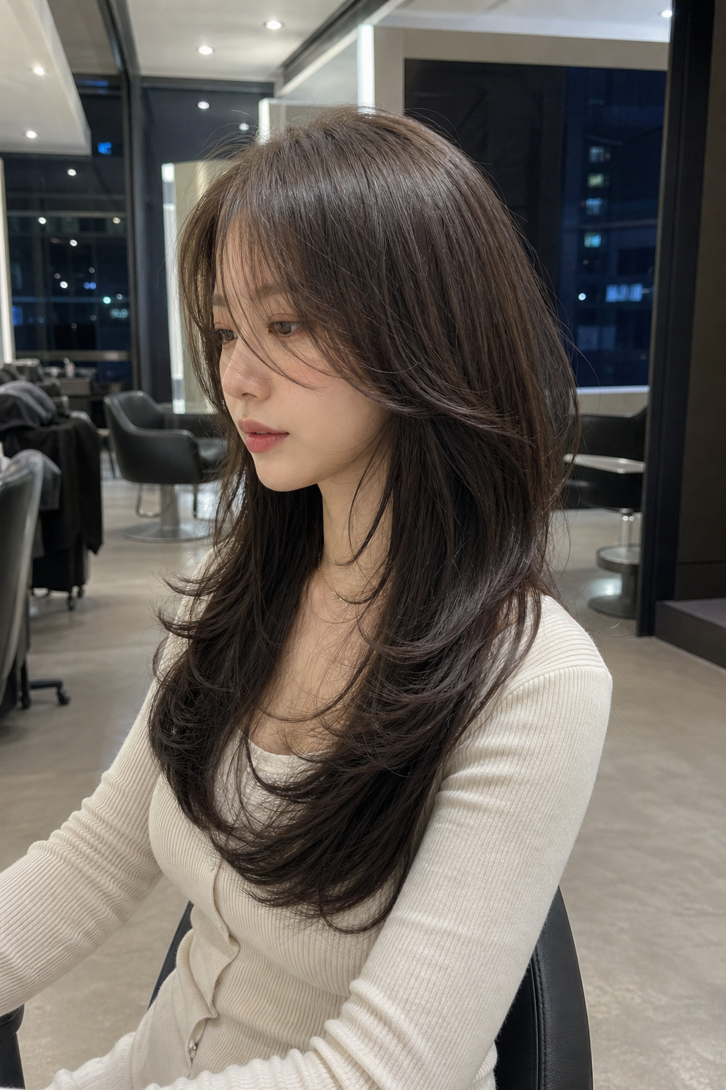 차분하고 세련된 애쉬브라운 염색