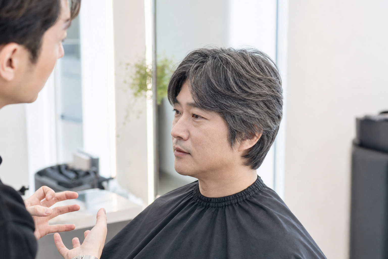숱 많고 직모인 경우 실루엣 정리가 중요한 상담 예시