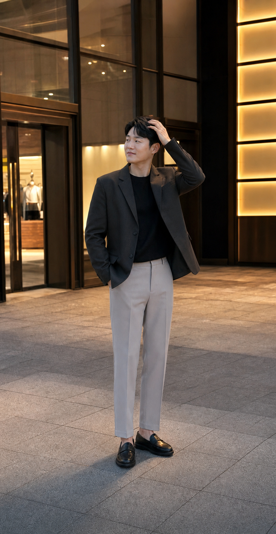 백화점 앞 전신샷, 단정하고 신뢰감 있는 마무리