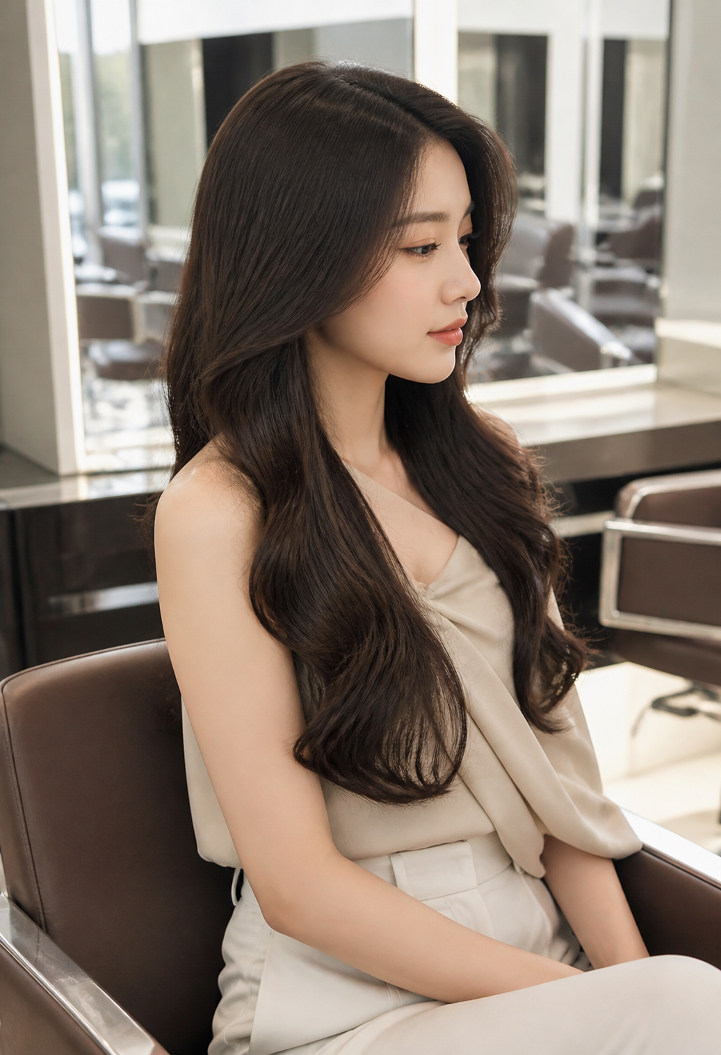 붙임머리 시술 후 자연스럽게 이어진 모발