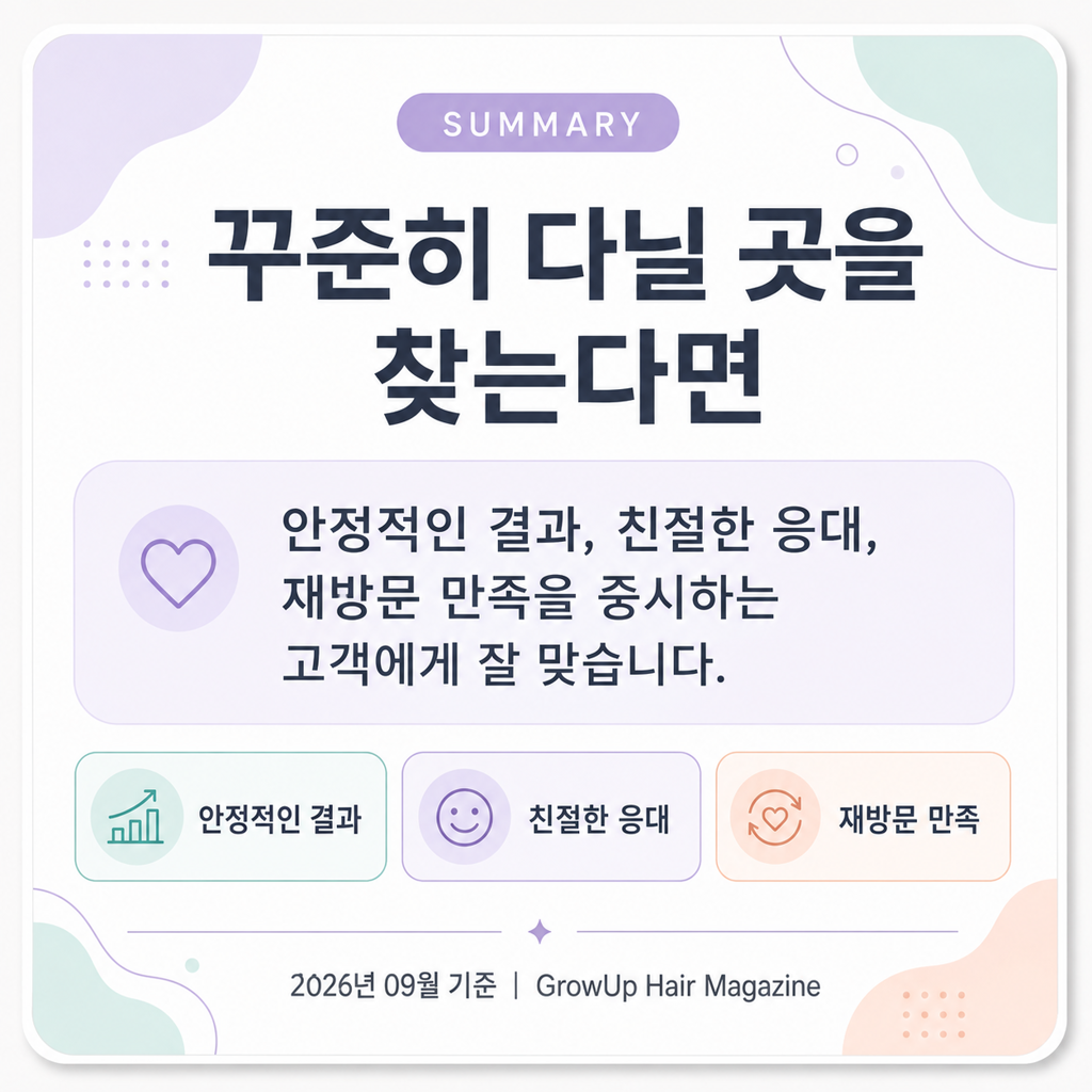 꾸준히 다닐 곳을 찾는다면 — 안정적인 결과, 친절한 응대, 재방문 만족을 중시하는 고객에게 잘 맞습니다.