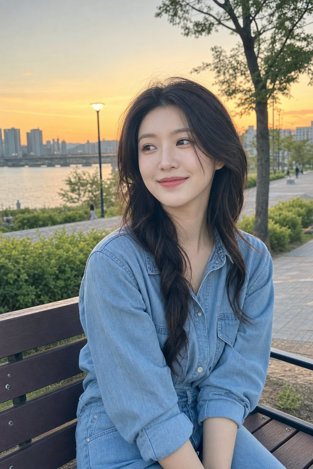 한강공원 벤치의 로우앵글 스냅