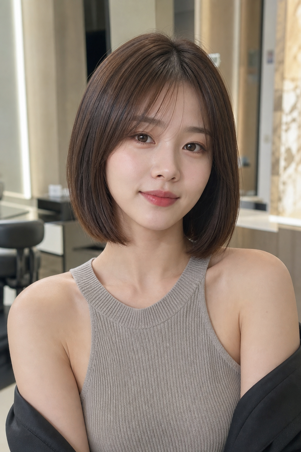 세련된 테슬컷 단발에 볼륨매직을 더한 스타일