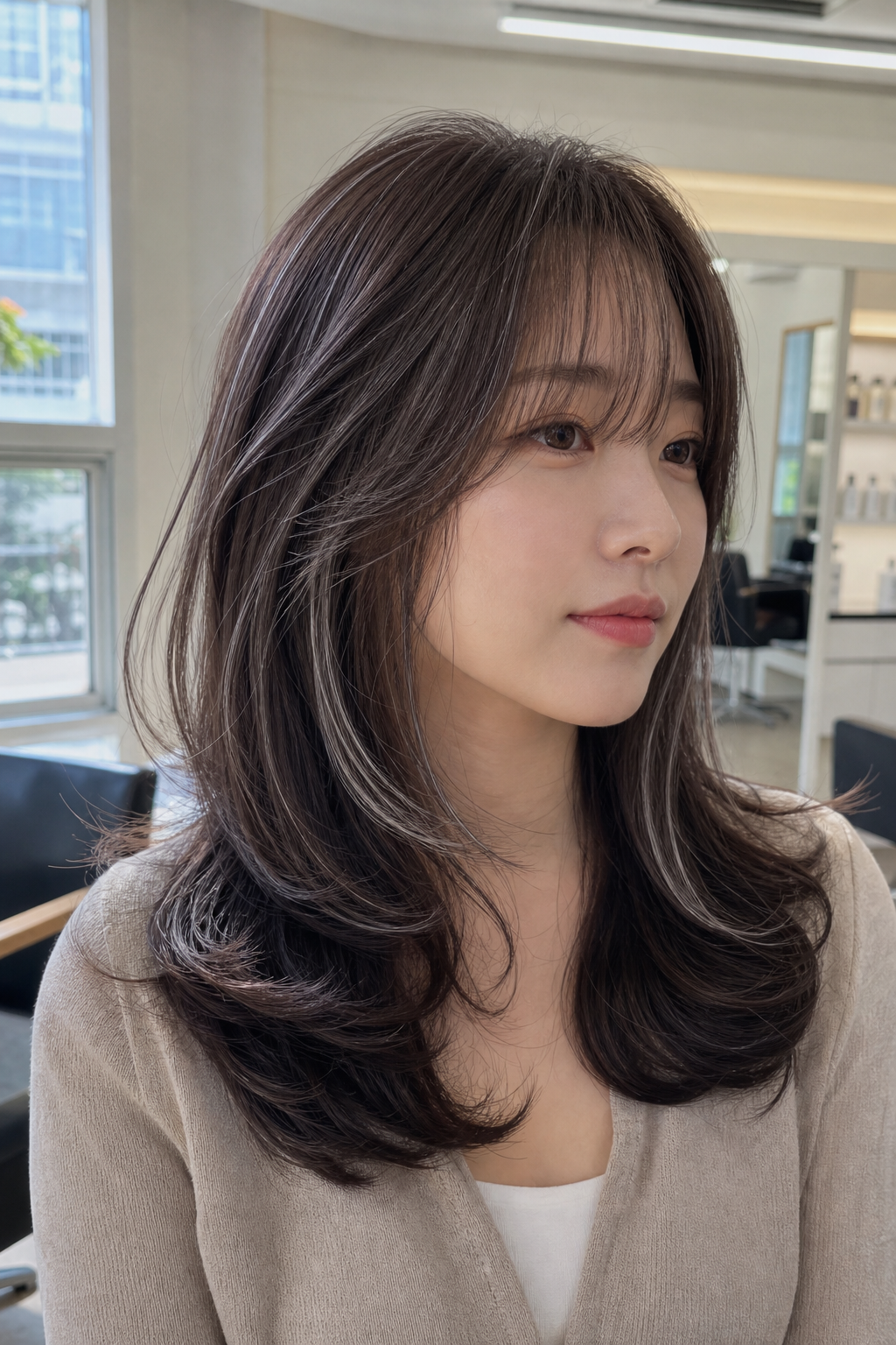 흰머리가 자연스럽게 어우러진 세련된 '고잉그레이' 스타일