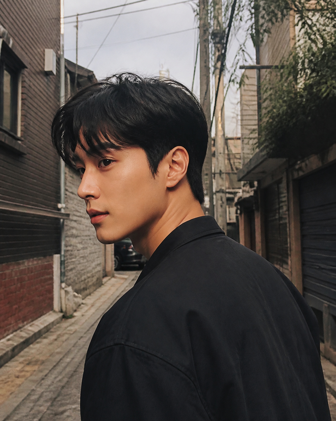 골목길 스냅, 절제된 카리스마가 보이는 옆모습