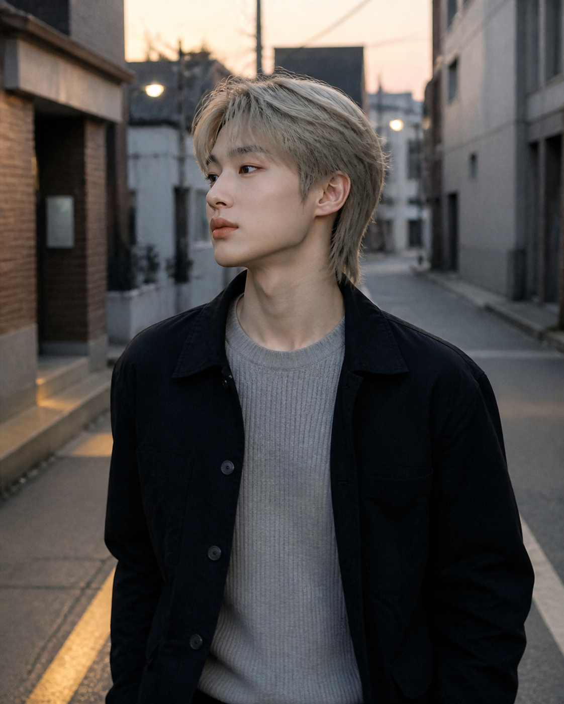 골목길에서 자연스럽게 보이는 장발 레이어