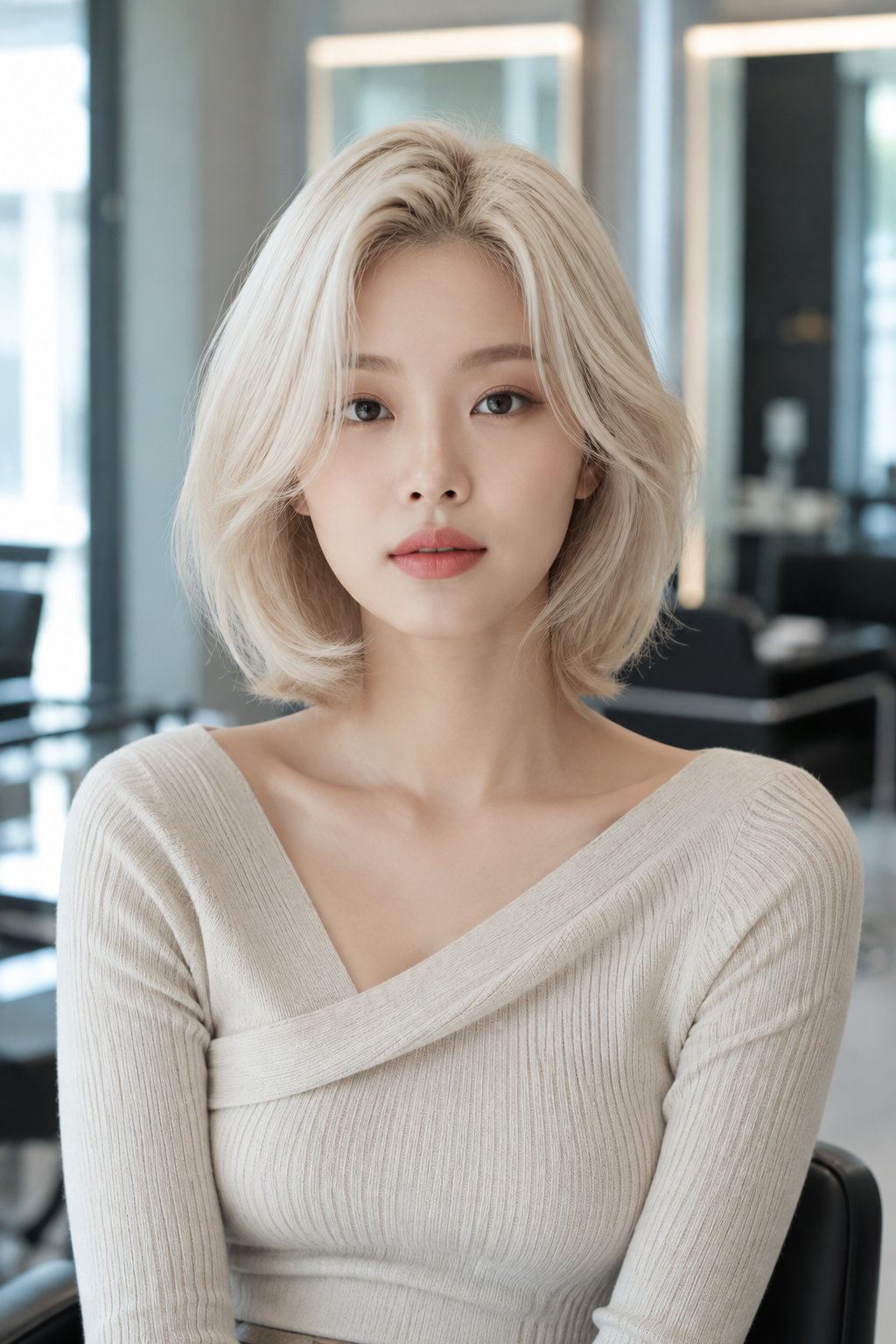 이미지 변신을 강조하는 백금발 스타일