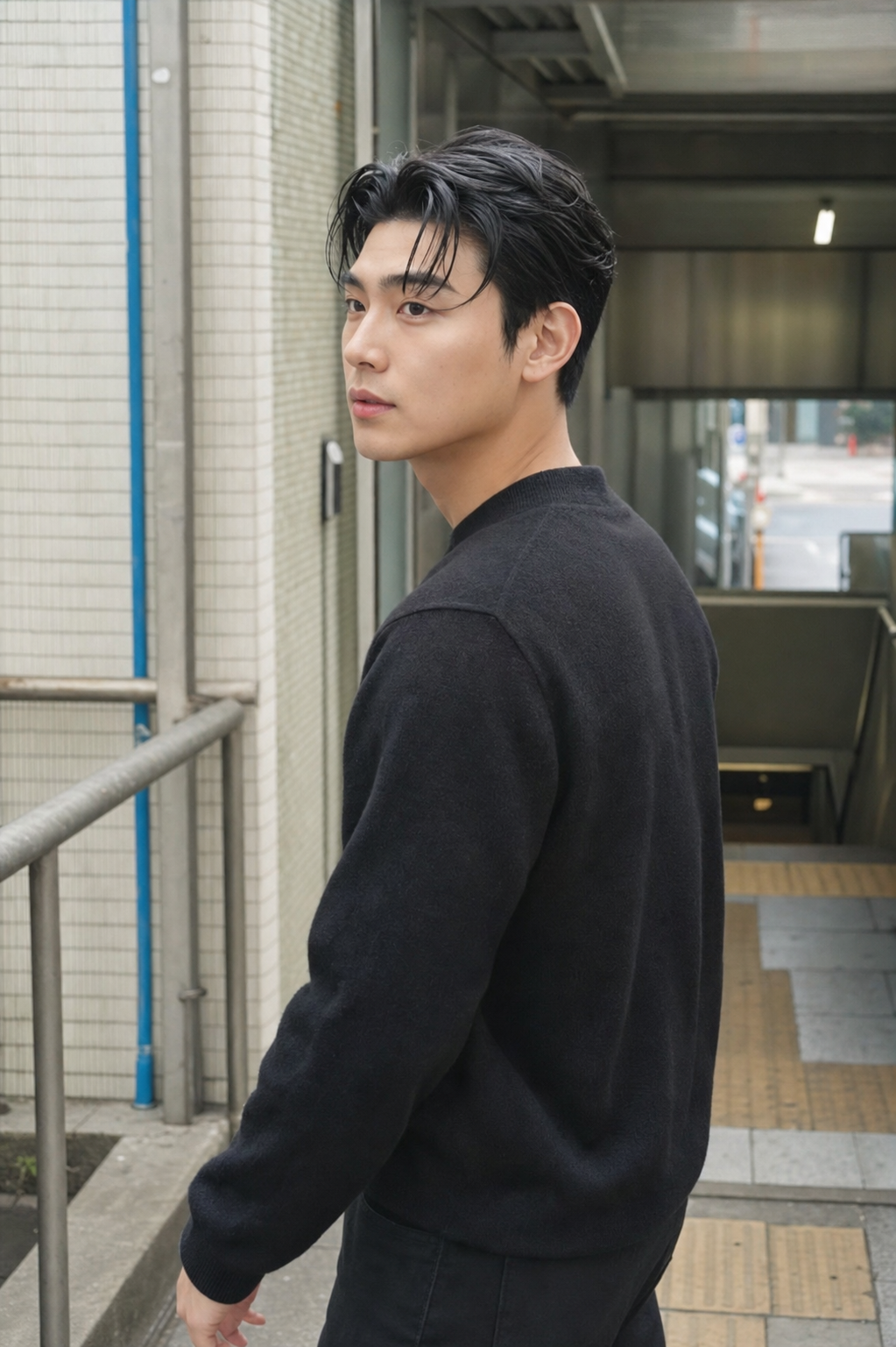 골목길에서 드러나는 볼륨 있는 가일펌 분위기