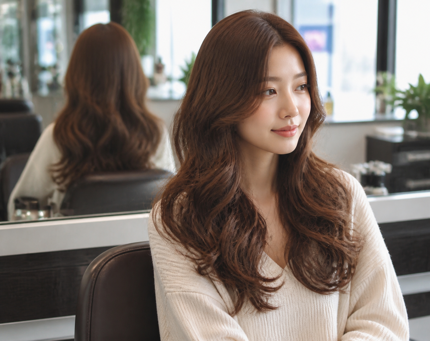 커트와 펌 스타일 비교 이미지