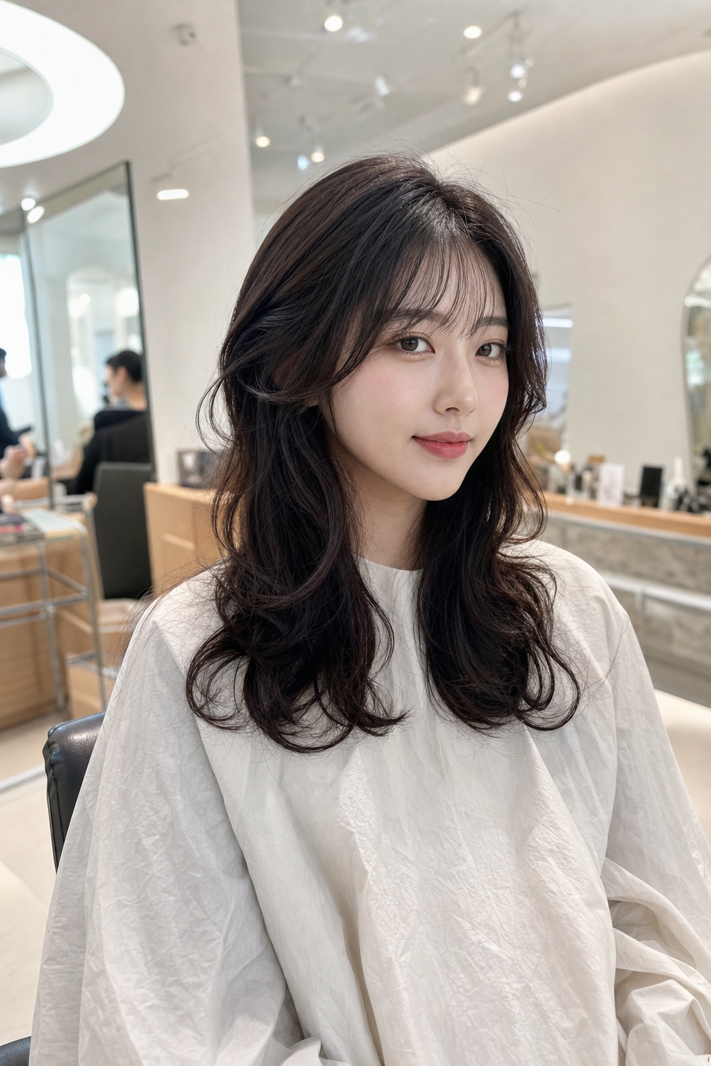 자연스러운 중단발 빌드펌으로 연출한 우아하고 세련된 스타일