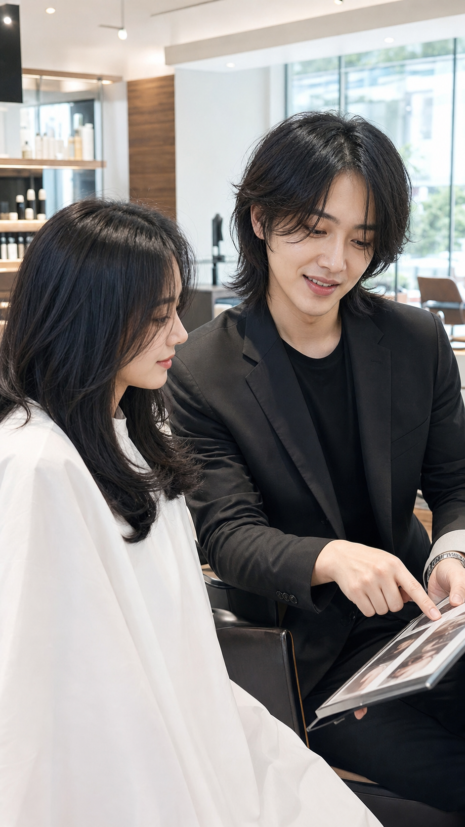 고객의 이야기를 경청하며 최적의 스타일을 제안하는 헤어 디자이너