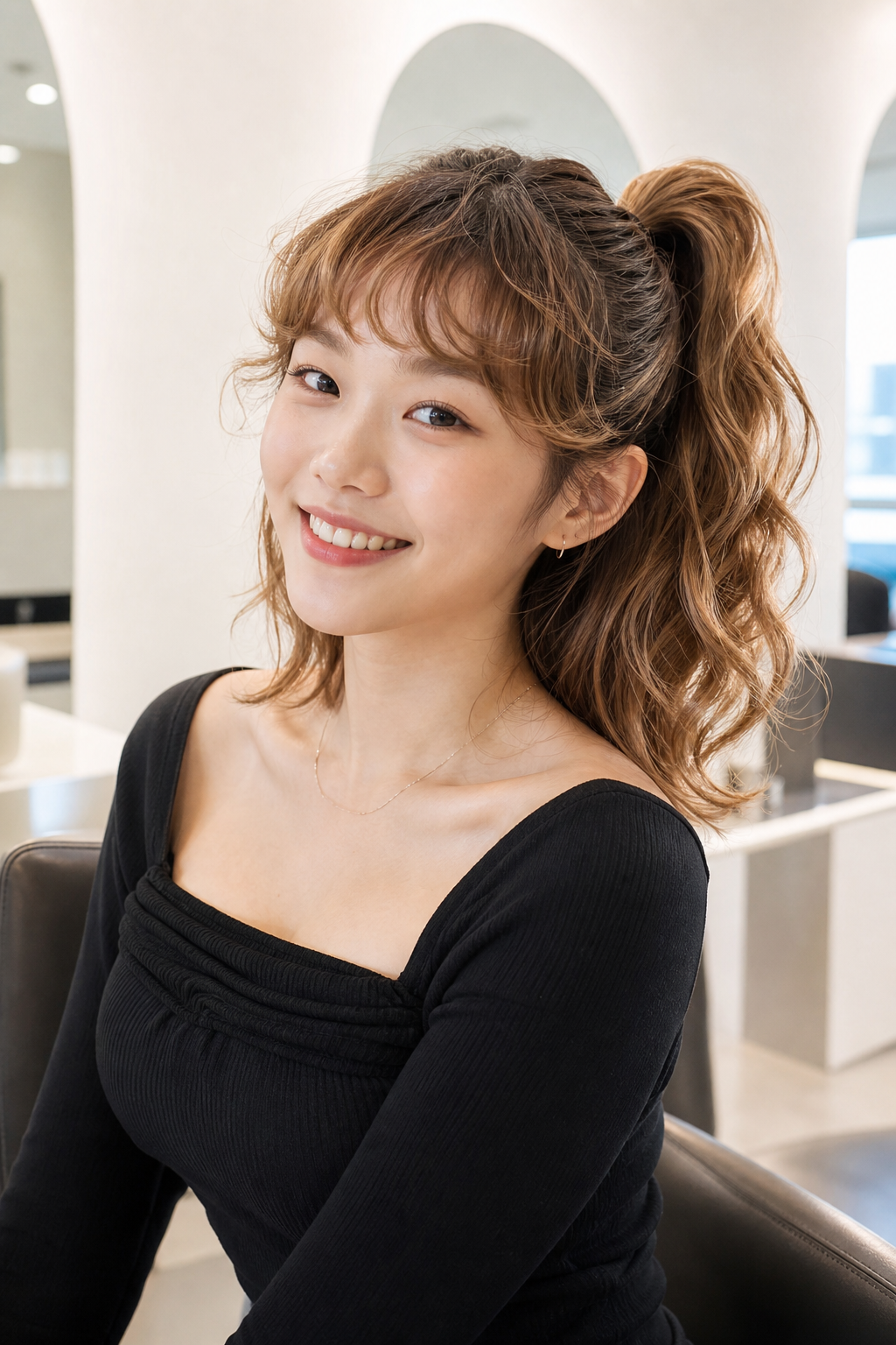 발랄하고 사랑스러운 중단발 젤리펌