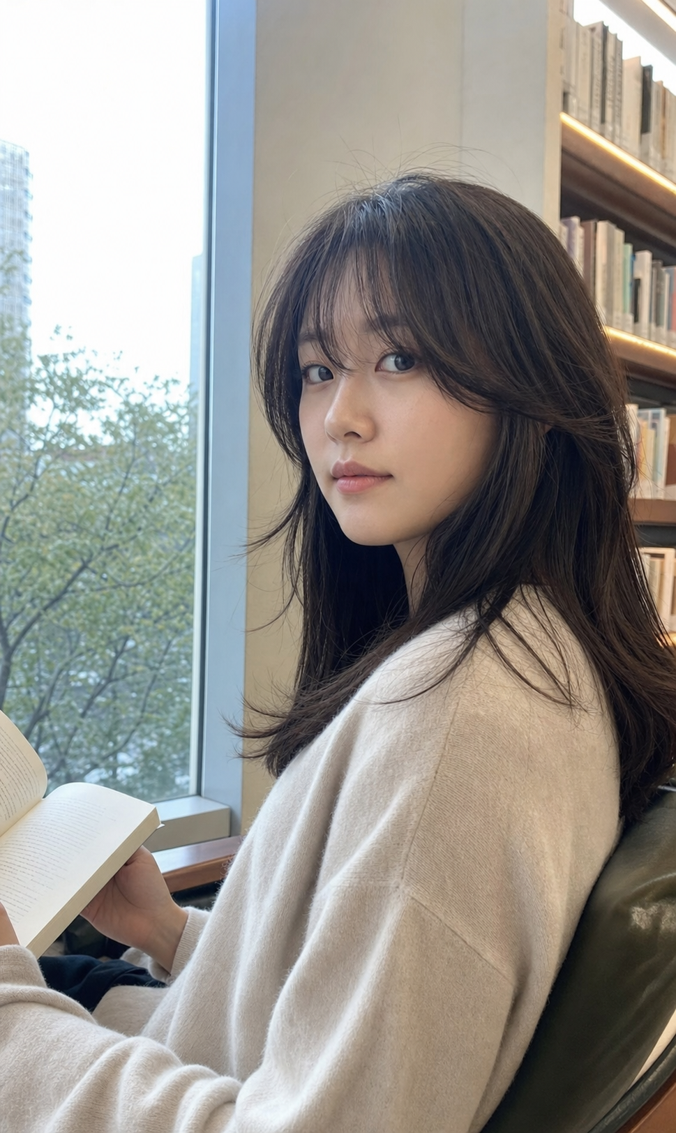 서점 창가에서 담은 차분한 노윤서 스타일