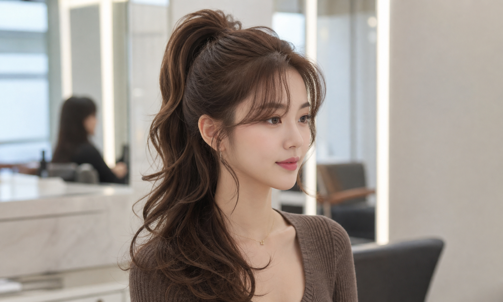 페이스라인컷이 살아 있는 묶음머리 스타일