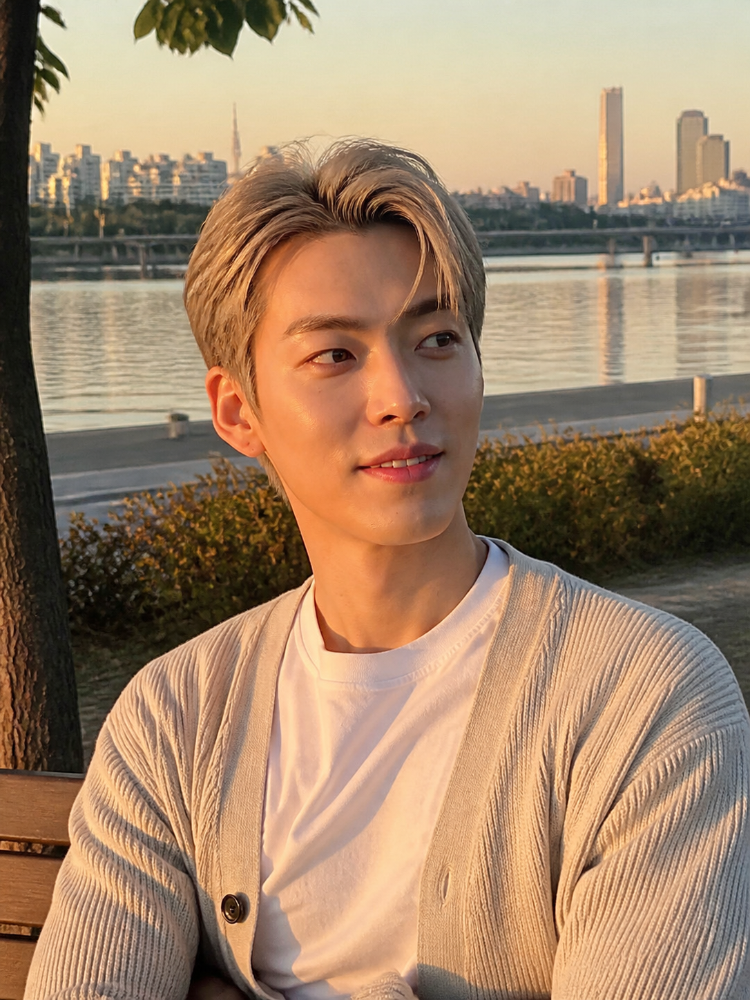 한강공원에서 보이는 부드러운 댄디 무드