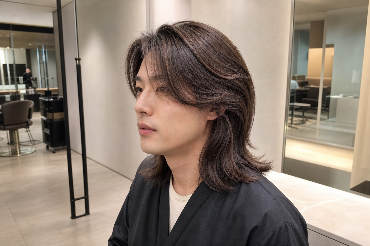 톤다운 염색으로 정돈된 윤기와 반사빛