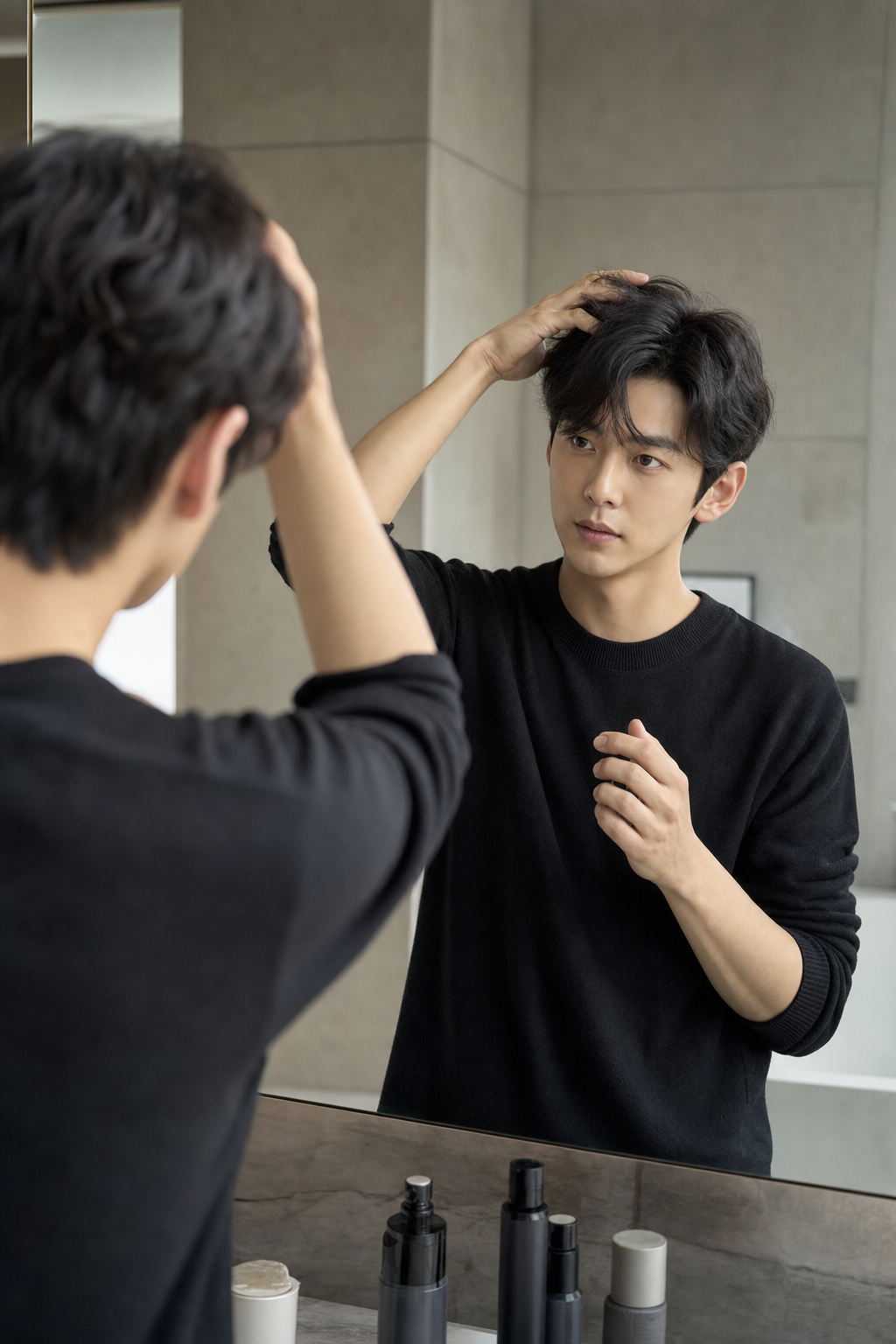 내추럴 소프트 댄디컷의 홈케어 및 스타일링 모습