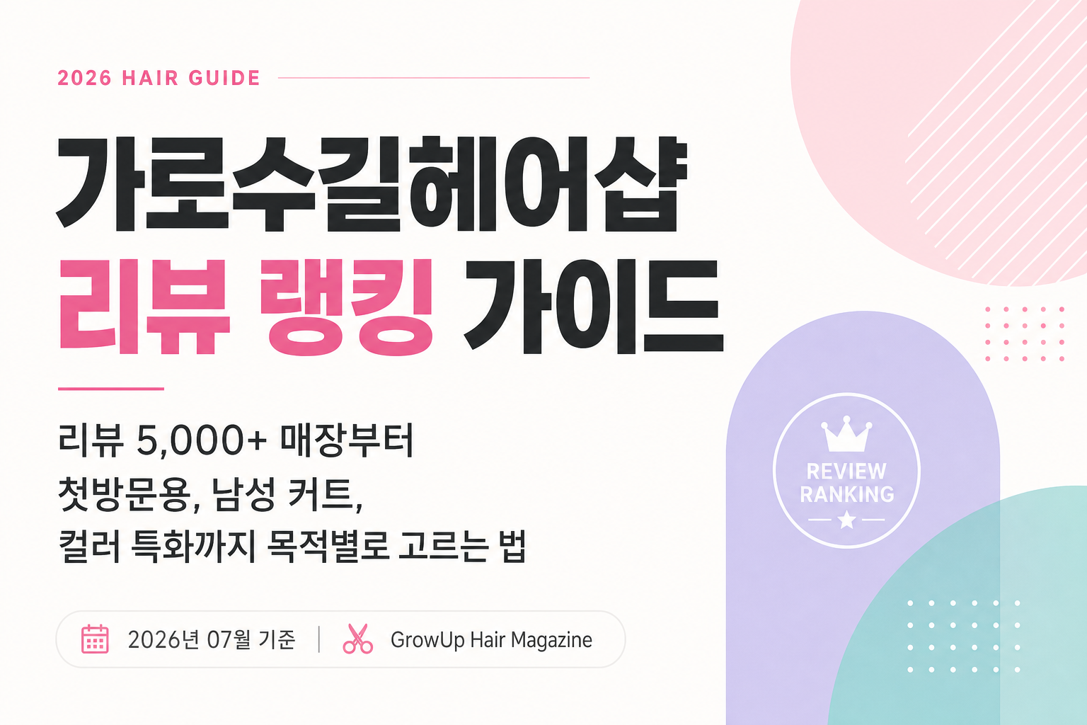 가로수길헤어샵 리뷰 랭킹 가이드 — 리뷰 5,000+ 매장부터 첫방문용, 남성 커트, 컬러 특화까지 목적별로 고르는 법