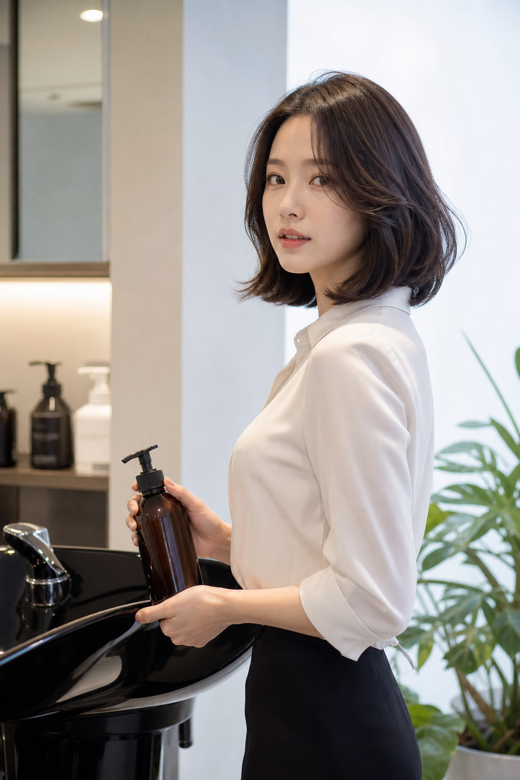 민감 두피와 손상모 관리에 적합한 미용실 샴푸 사용 장면