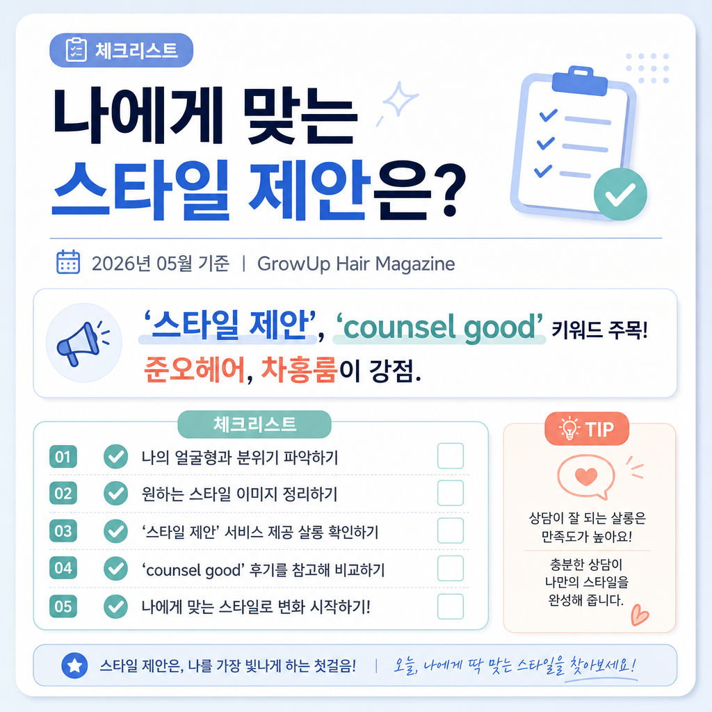 나에게 맞는 스타일 제안은? — '스타일 제안', 'counsel good' 키워드 주목! 준오헤어, 차홍룸이 강점.