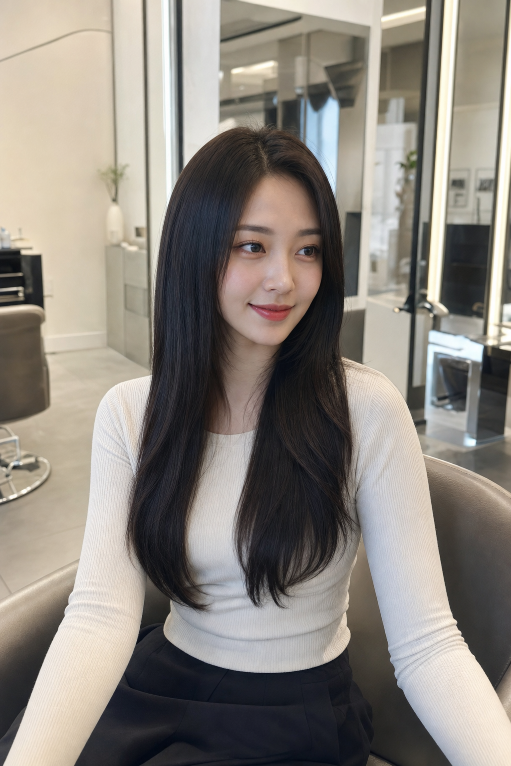 전문적인 클리닉 후 건강하고 윤기 나는 머릿결