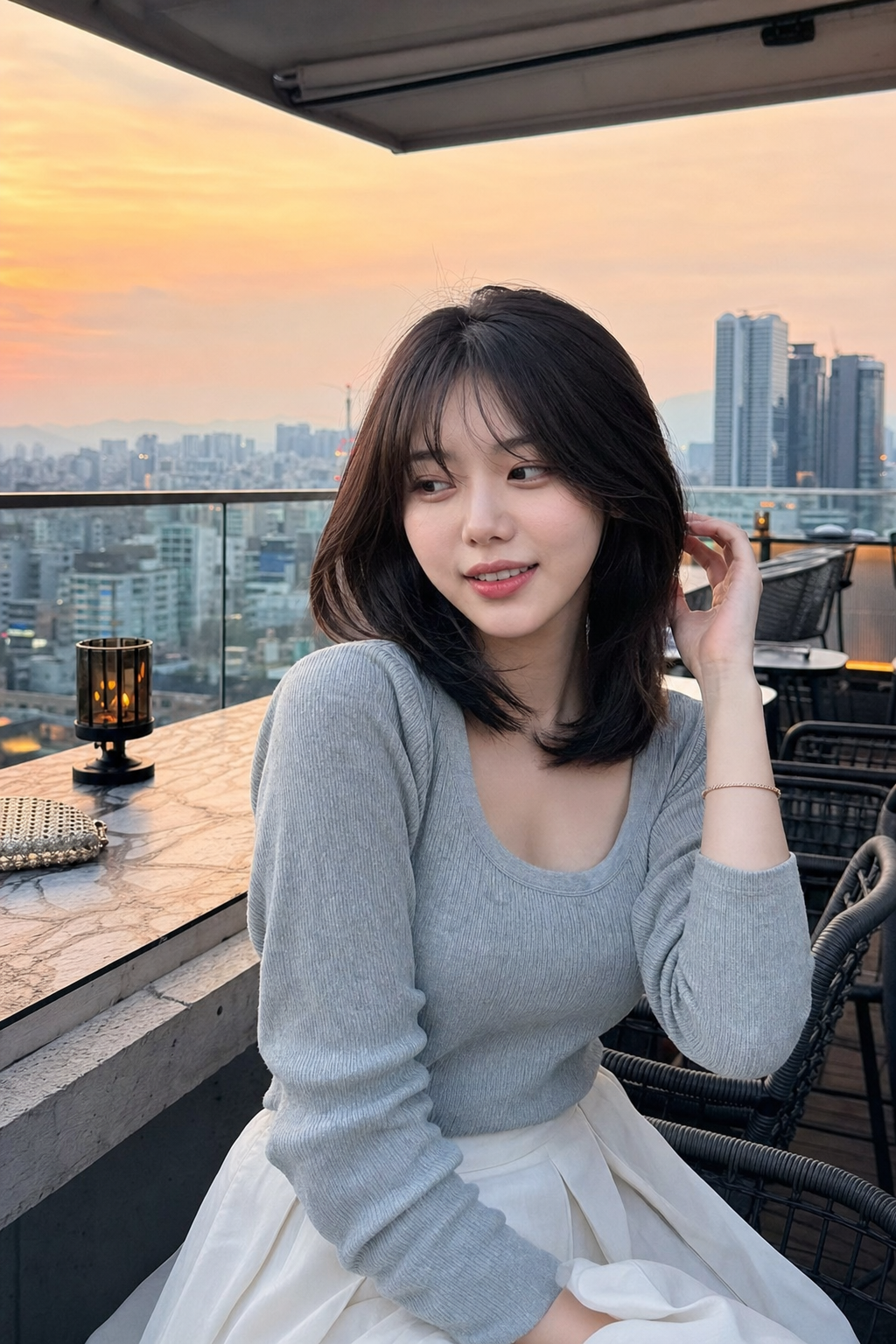 노을빛 루프탑에서 완성된 분위기 있는 헤어