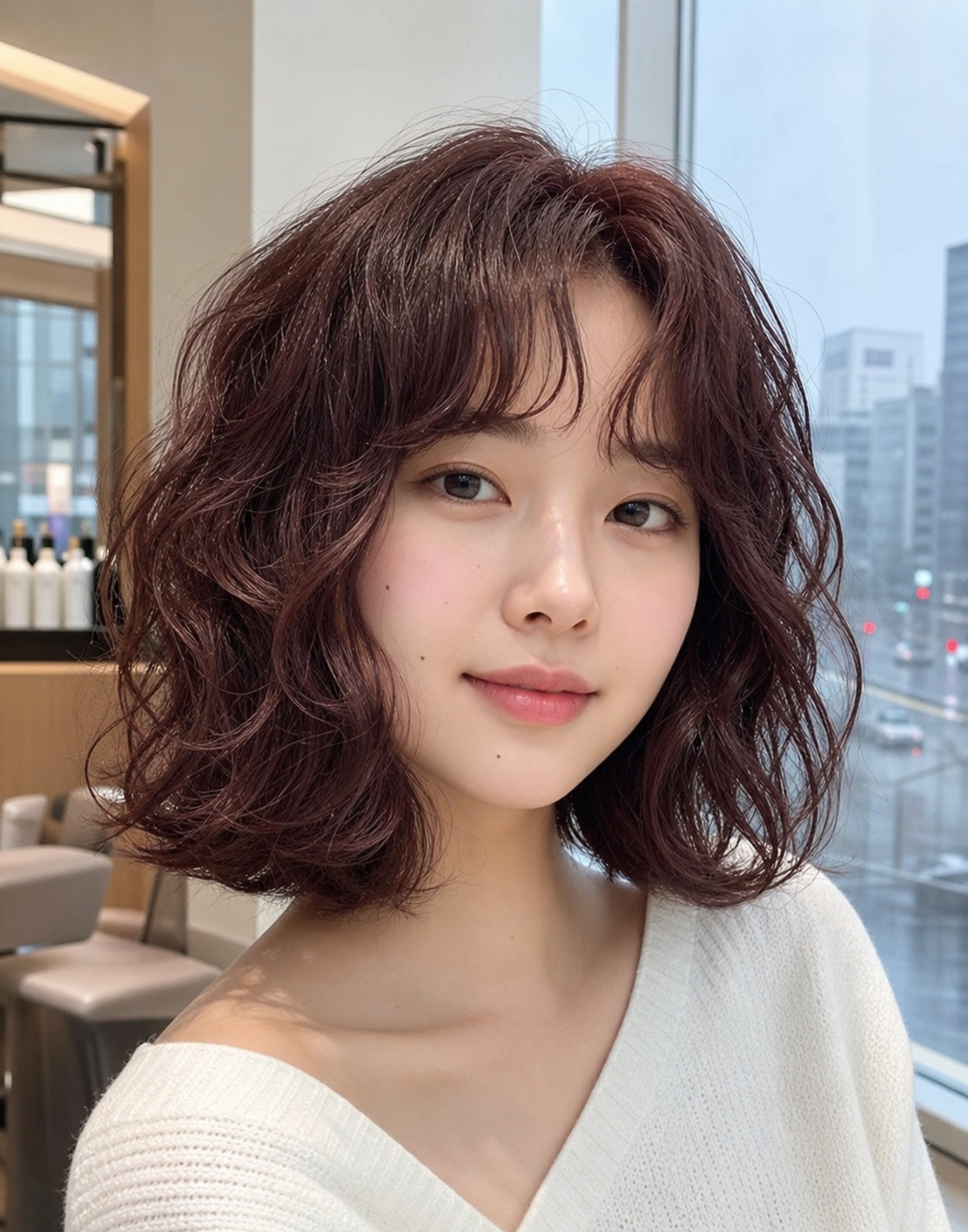 뿌리볼륨펌으로 살린 정수리 볼륨