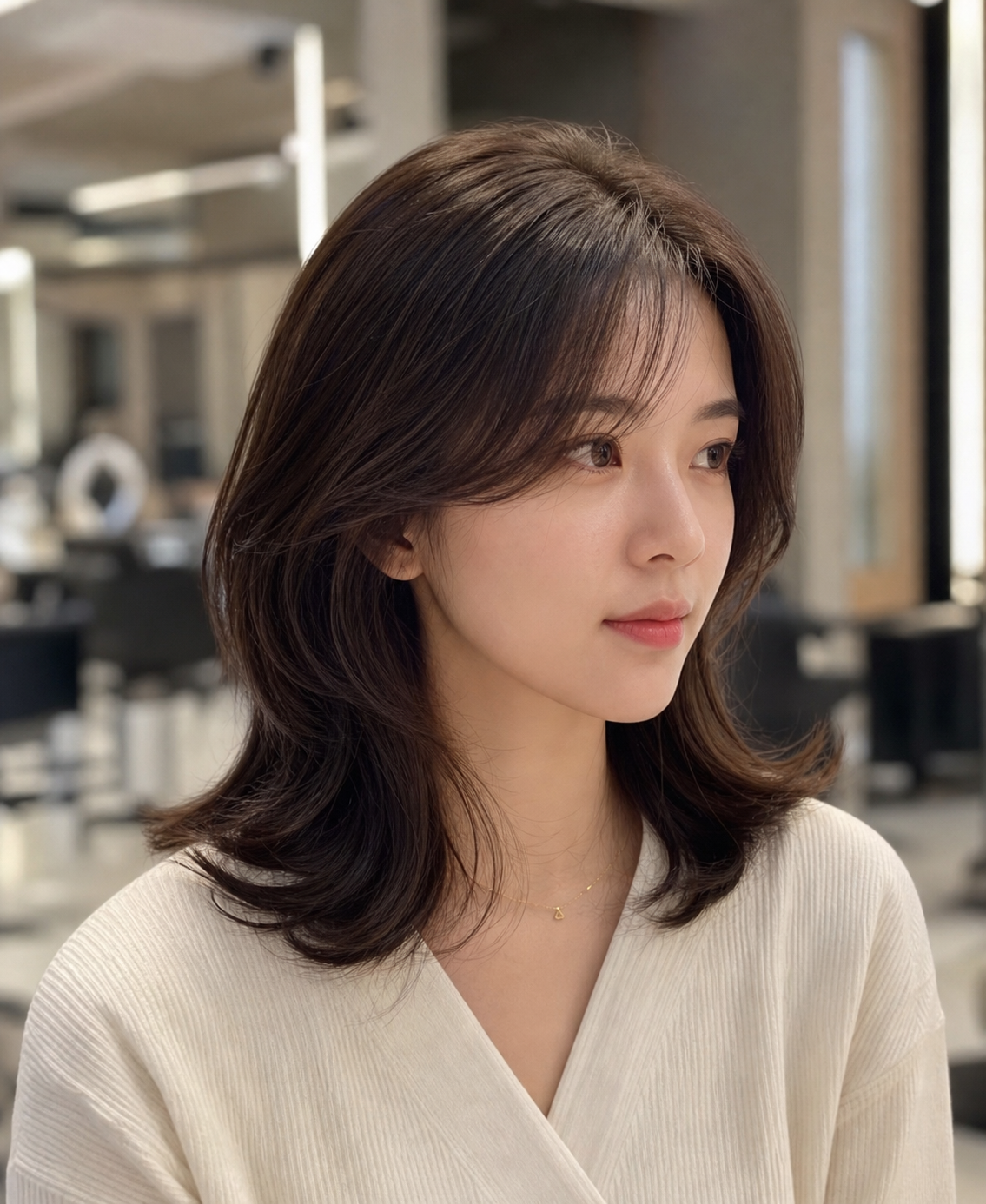 얼굴형을 보완하는 페이스 라인 컷과 롱 사이드뱅