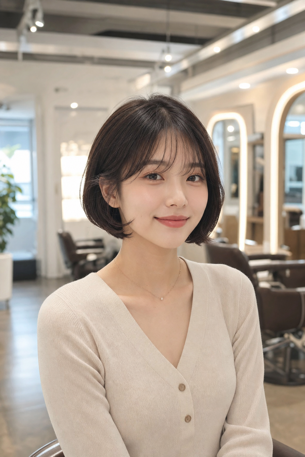 깔끔하고 세련된 단발 C컬 펌