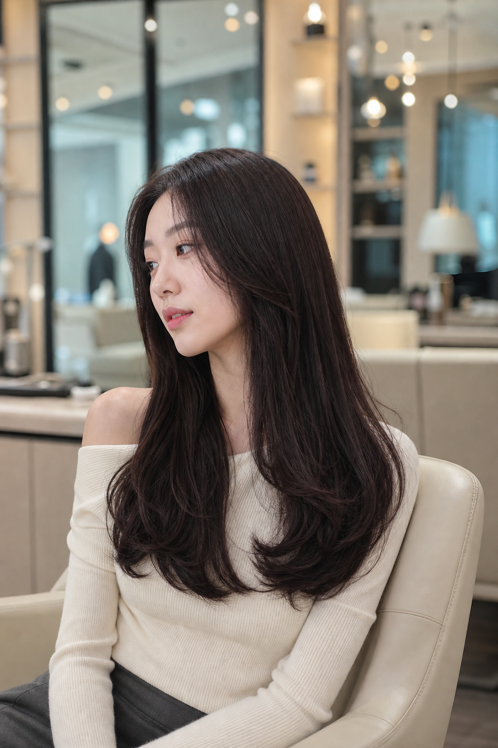자연스러운 볼륨감과 윤기가 돋보이는 볼륨매직 시술 후 모발