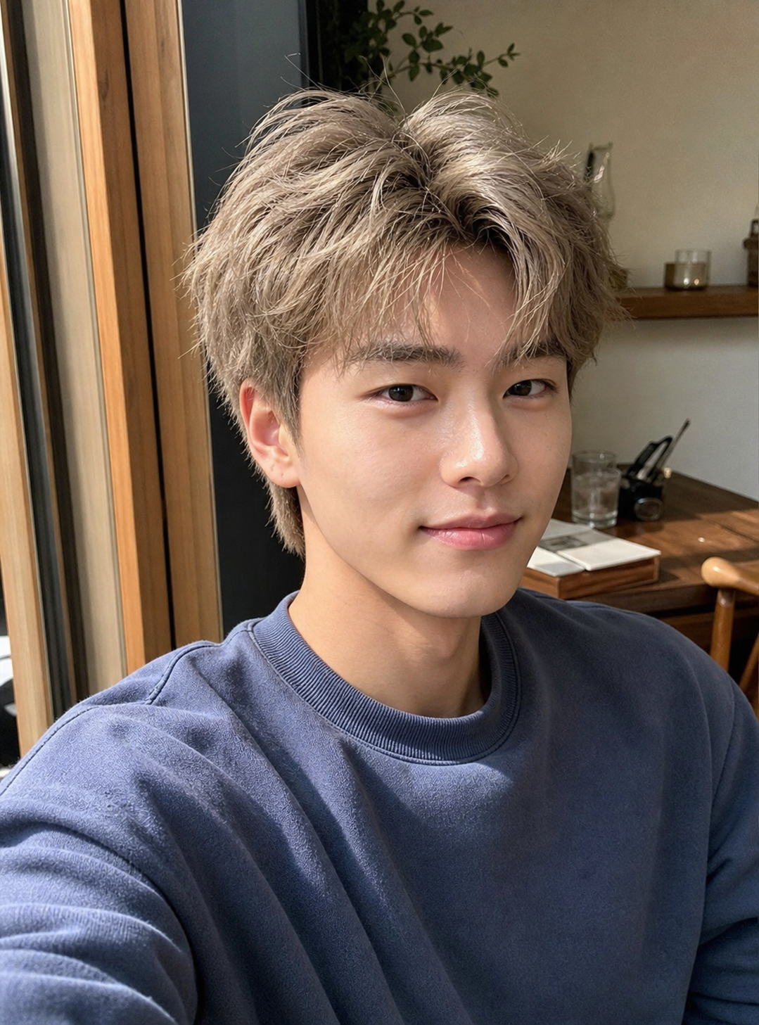 카페 창가 셀피, 차우민 느낌 리프컷
