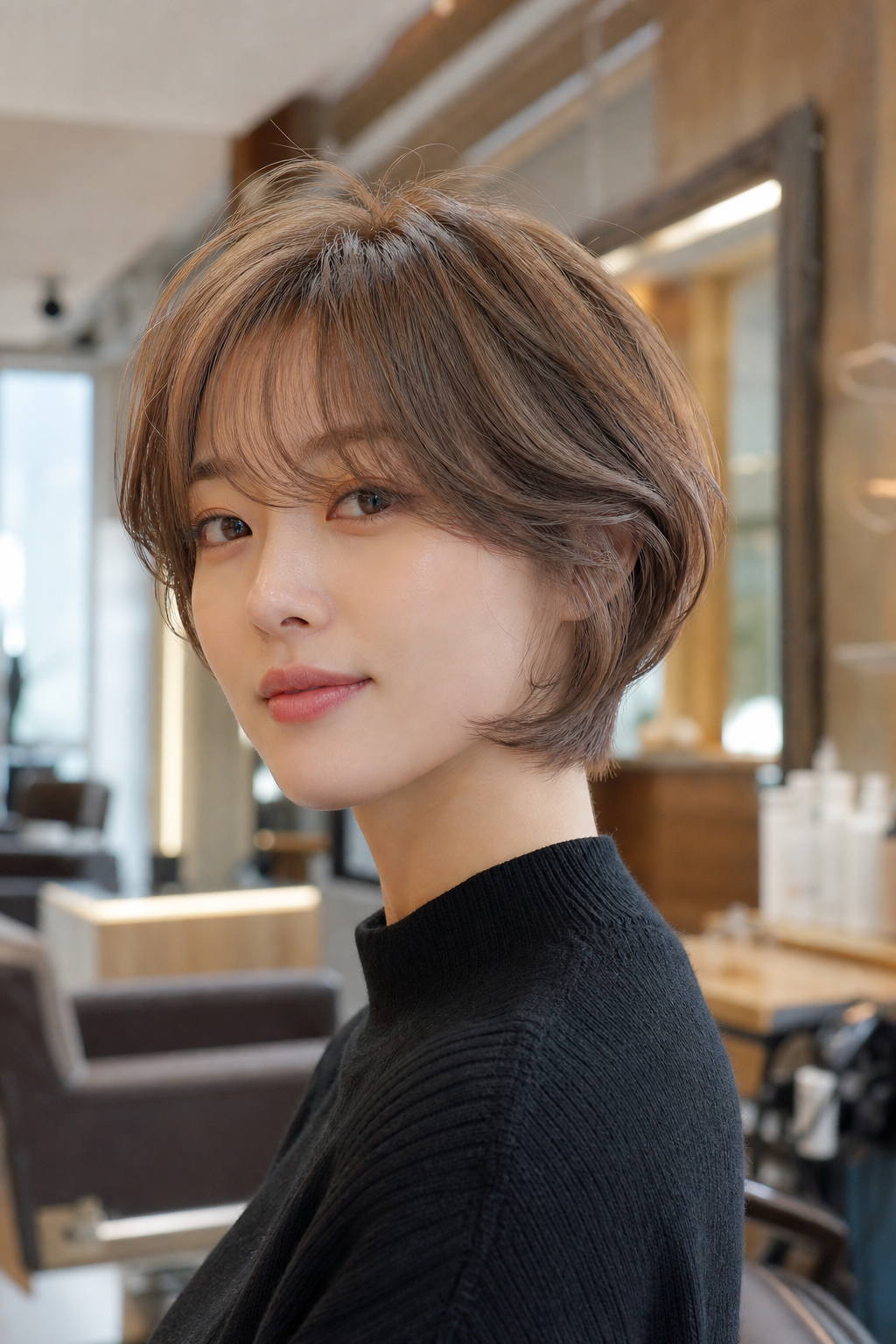 세련된 톰보이컷과 밀크 브라운