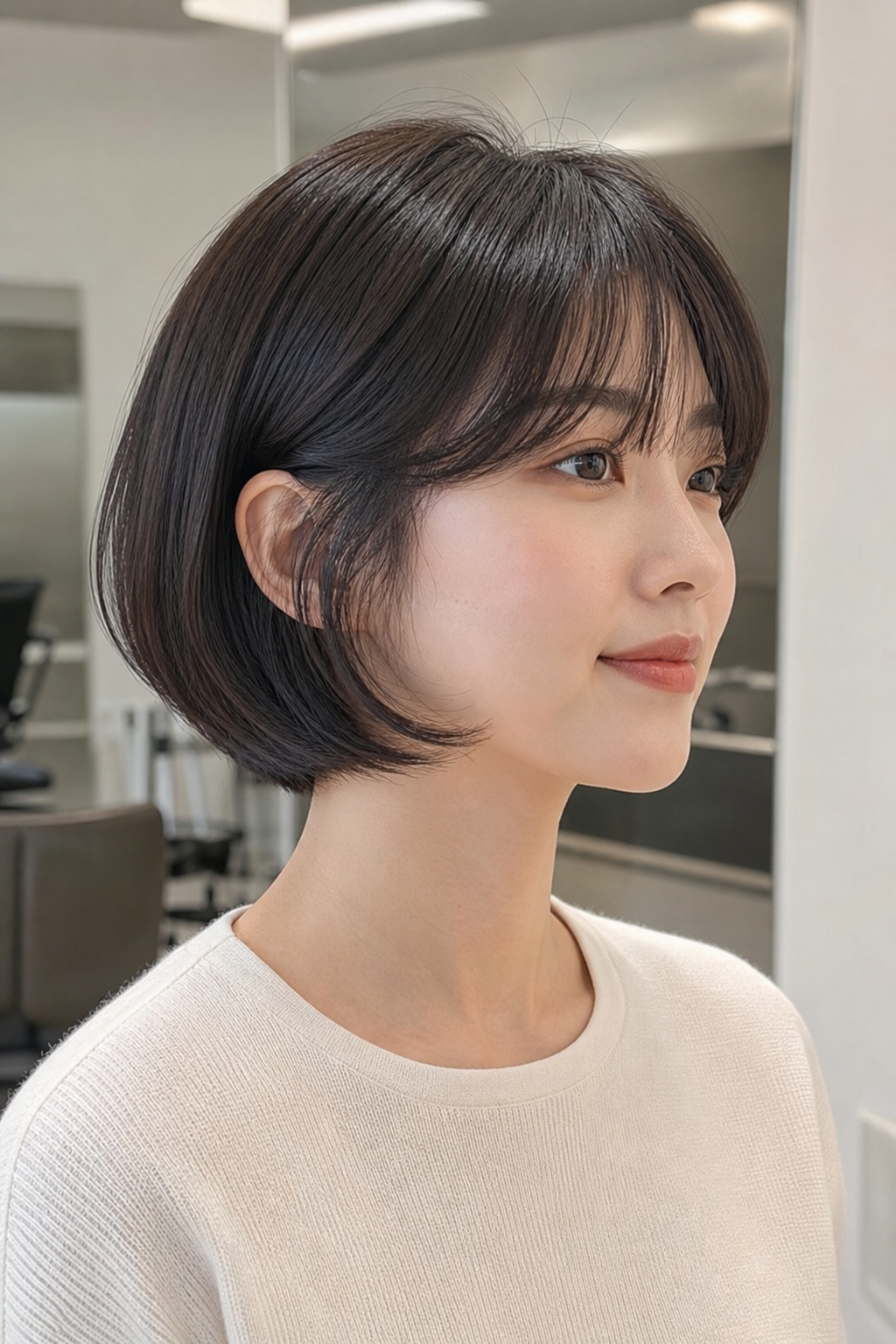 완벽한 C컬 라인을 자랑하는 단발 스타일