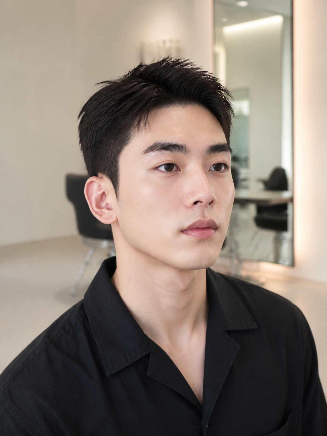 가볍게 이마가 드러나는 시스루 댄디컷