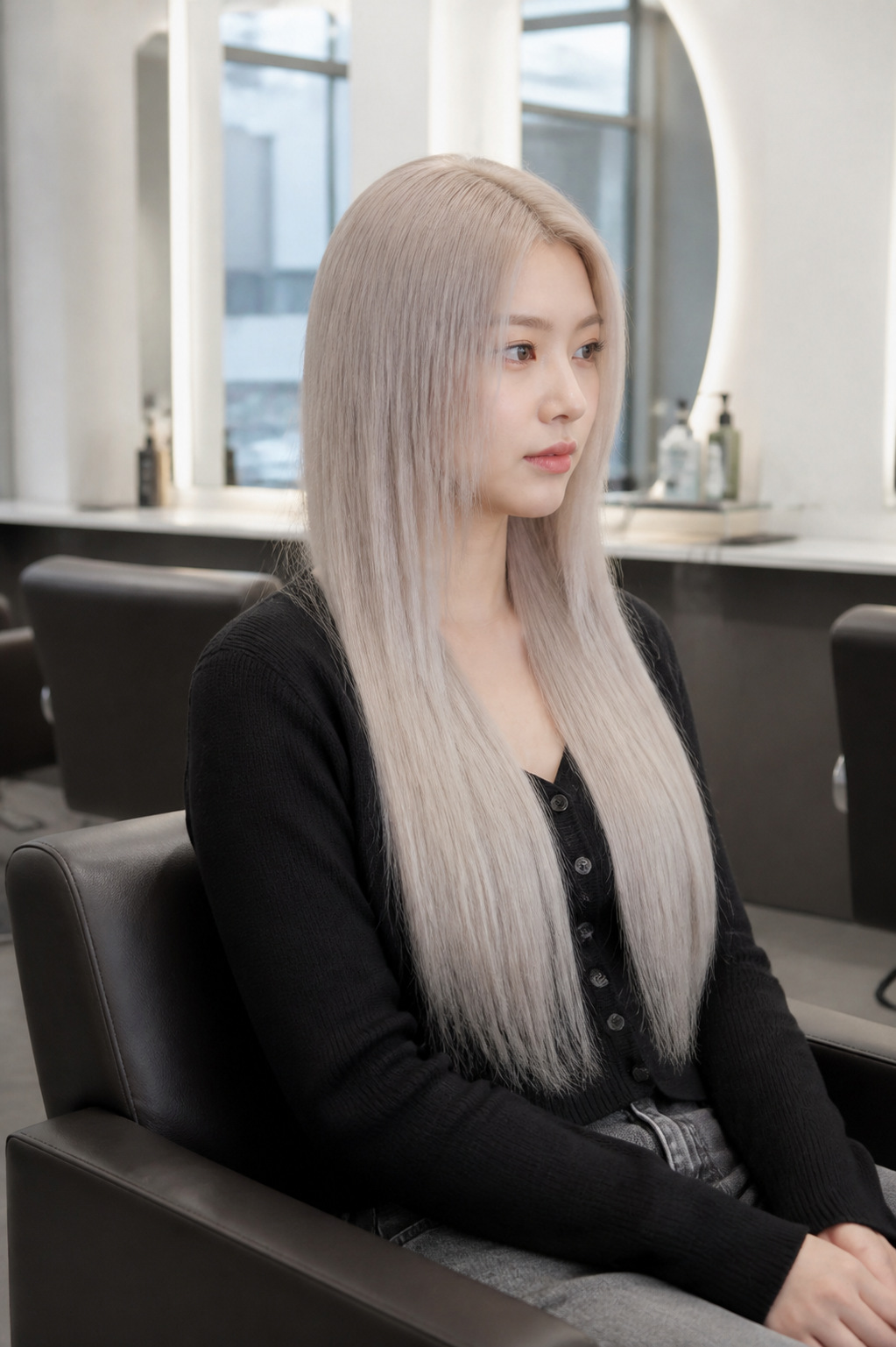 가까운 미용실에서 기본 커트를 마친 자연스러운 모습