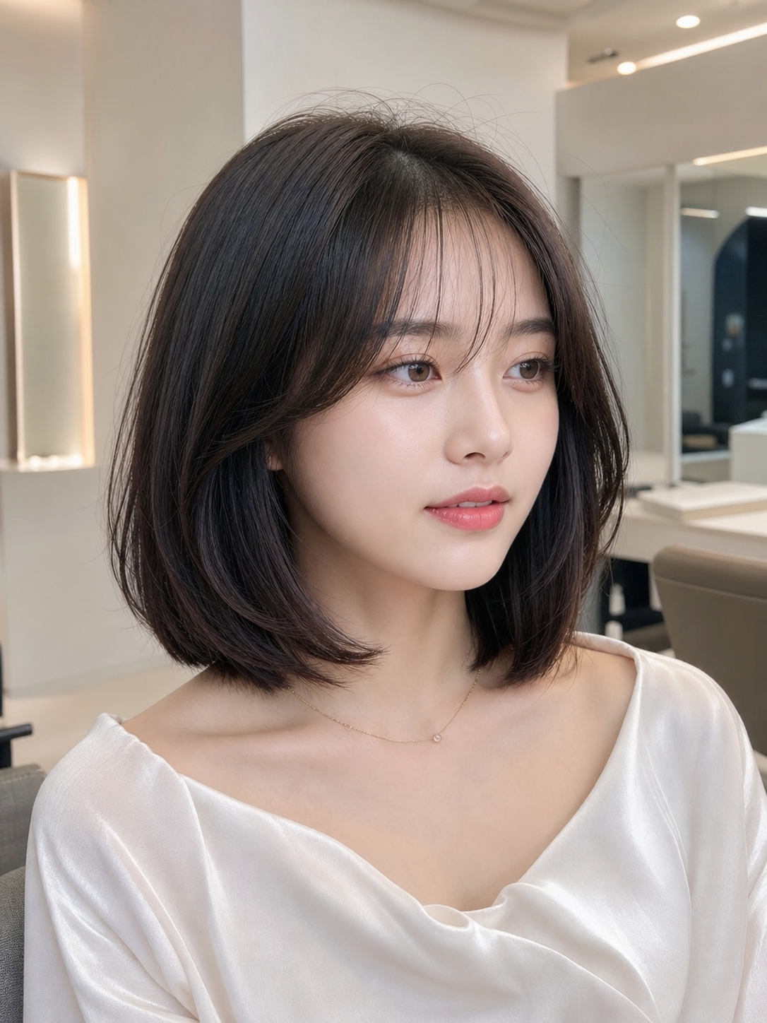 긴머리에서 드러나는 가볍고 여성스러운 볼륨매직C컬