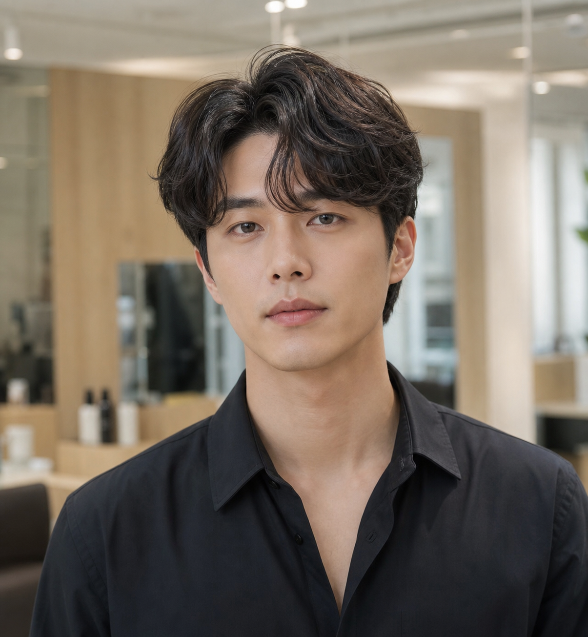 부드러운 인상을 연출하는 내추럴 가르마펌 스타일