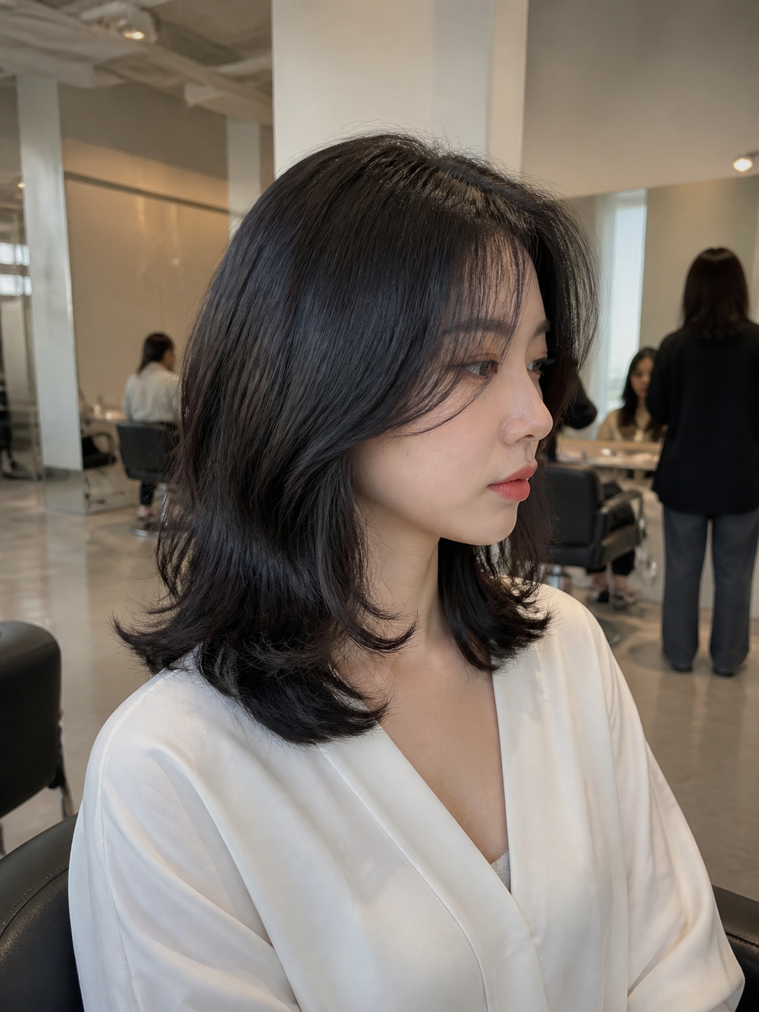 자연스러운 굵은 웨이브 스타일