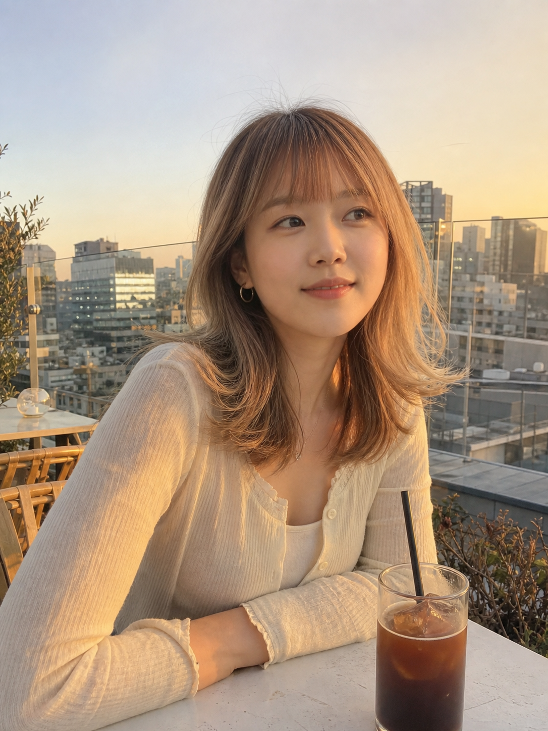 노을빛 루프탑에서 살아나는 내추럴 질감