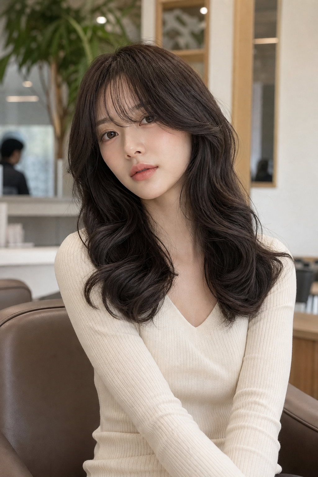 빌드펌으로 완성된 얼굴형을 보완하는 세련된 헤어스타일